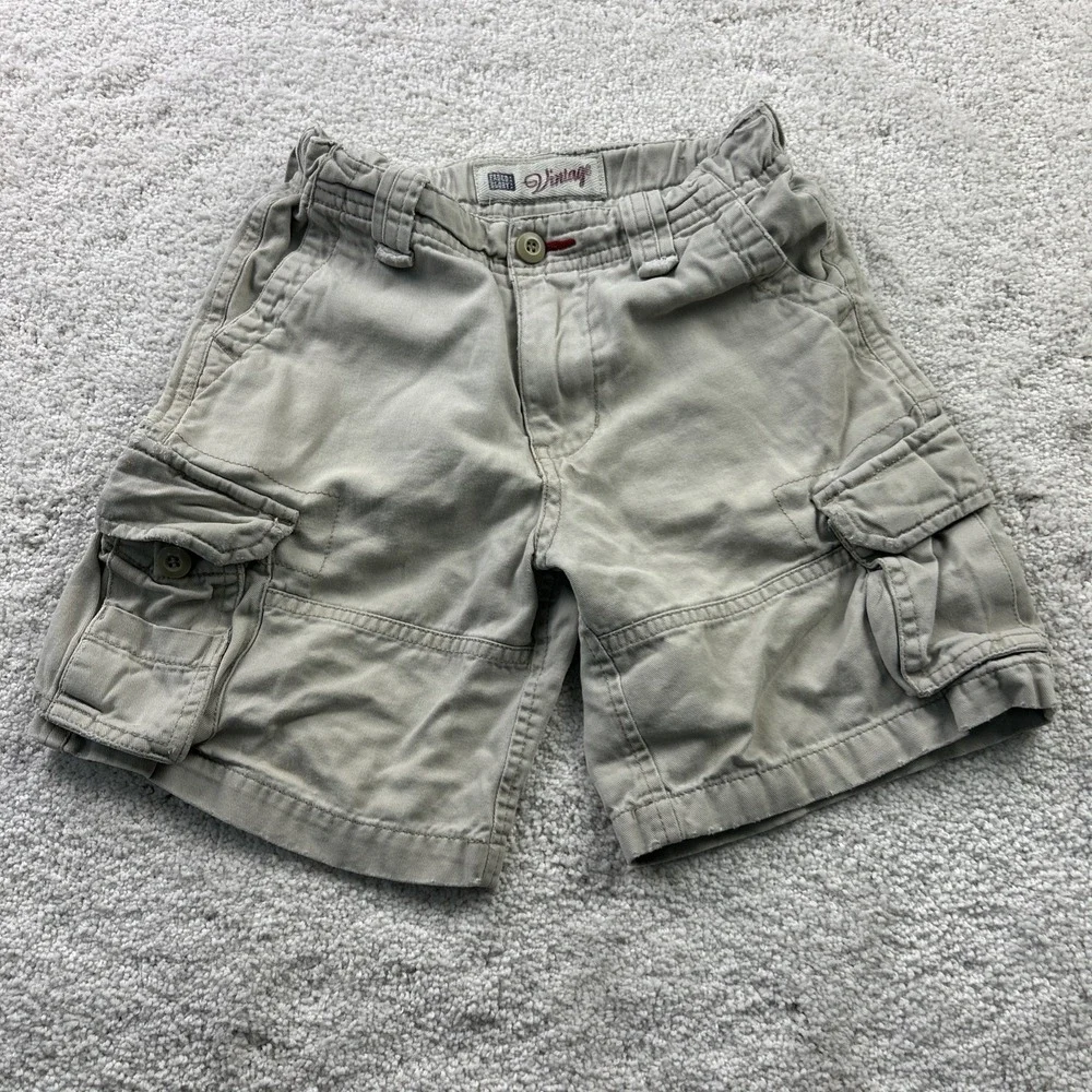 Boy's Faded Glory Khaki Tan Cargo Shorts Sz 4 Flap‎ Pockets